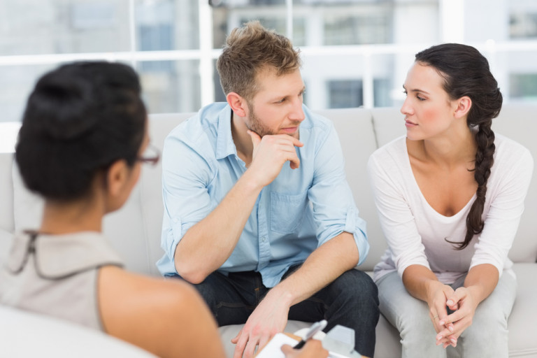 Cape Town, South Africa Unhappy couple at therapy session